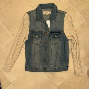 🆕Denim Jacket with Knit Sleeves